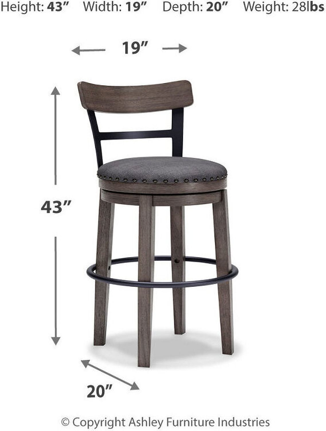 Caitbrook Gray Tall Upholstered Swivel Barstool D388230