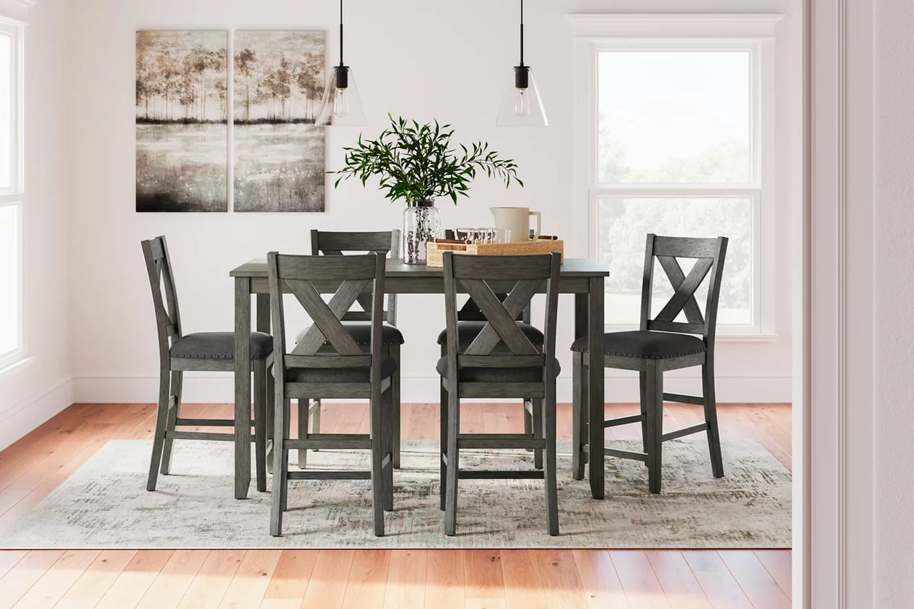 Caitbrook Gray Rectangular Dining Room Counter Set D388423
