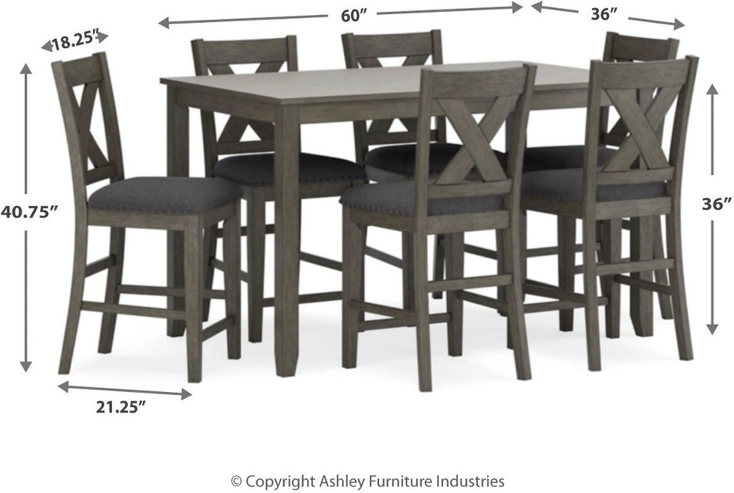 Caitbrook Gray Rectangular Dining Room Counter Set D388423