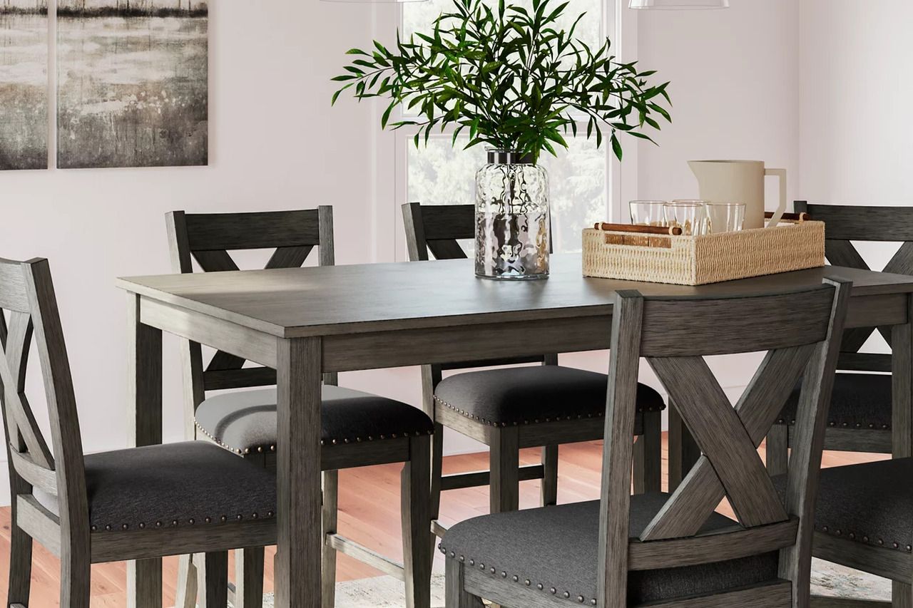 Caitbrook Gray Rectangular Dining Room Counter Set D388423