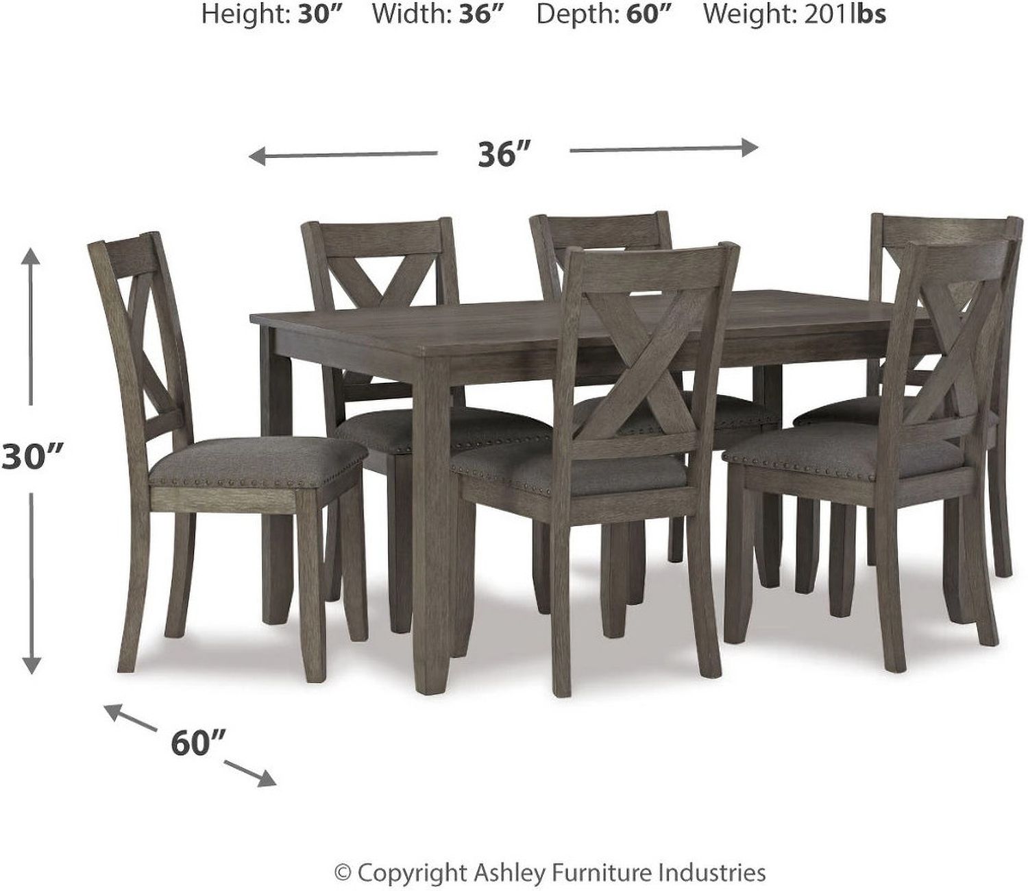 Ashley Furniture Caitbrook Rustic 7 Piece Dining Set, Includes Table and 6 Chairs, Gray D388425