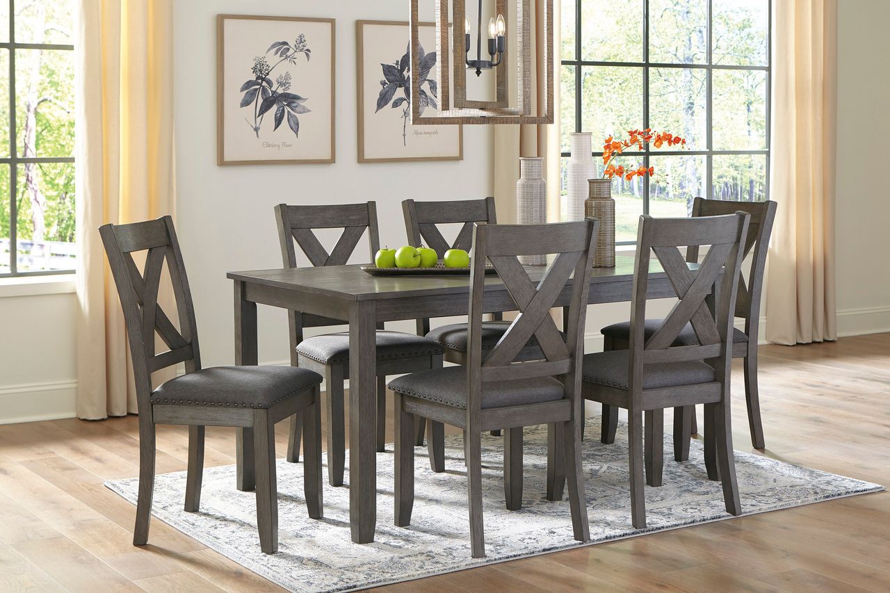 Ashley Furniture Caitbrook Rustic 7 Piece Dining Set, Includes Table and 6 Chairs, Gray D388425