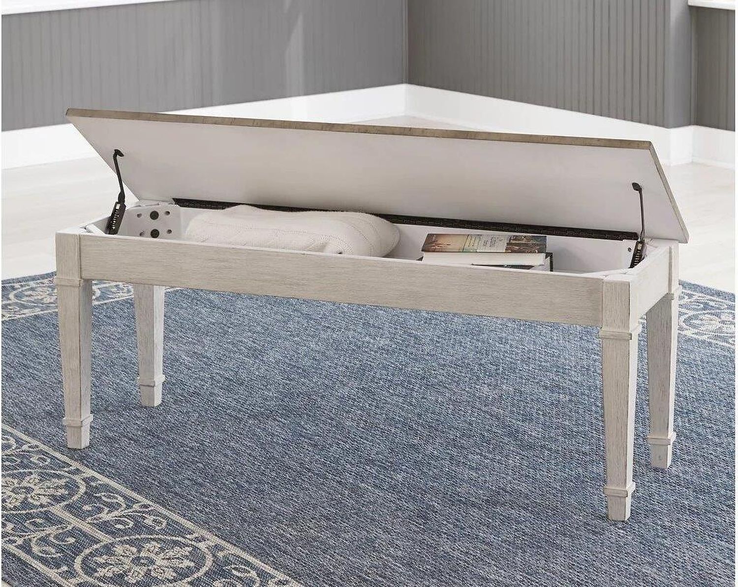 Skempton White/Light Brown Storage Bench D39400