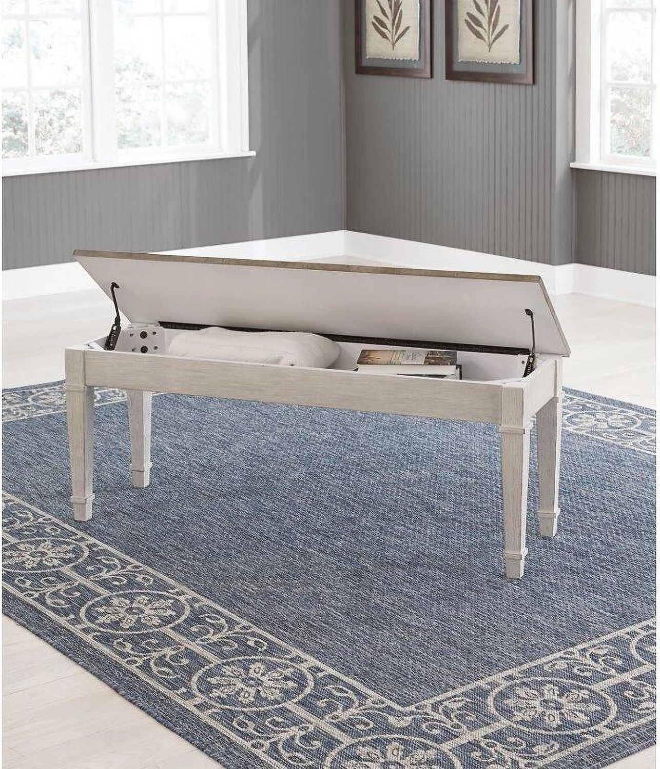 Skempton White/Light Brown Storage Bench D39400