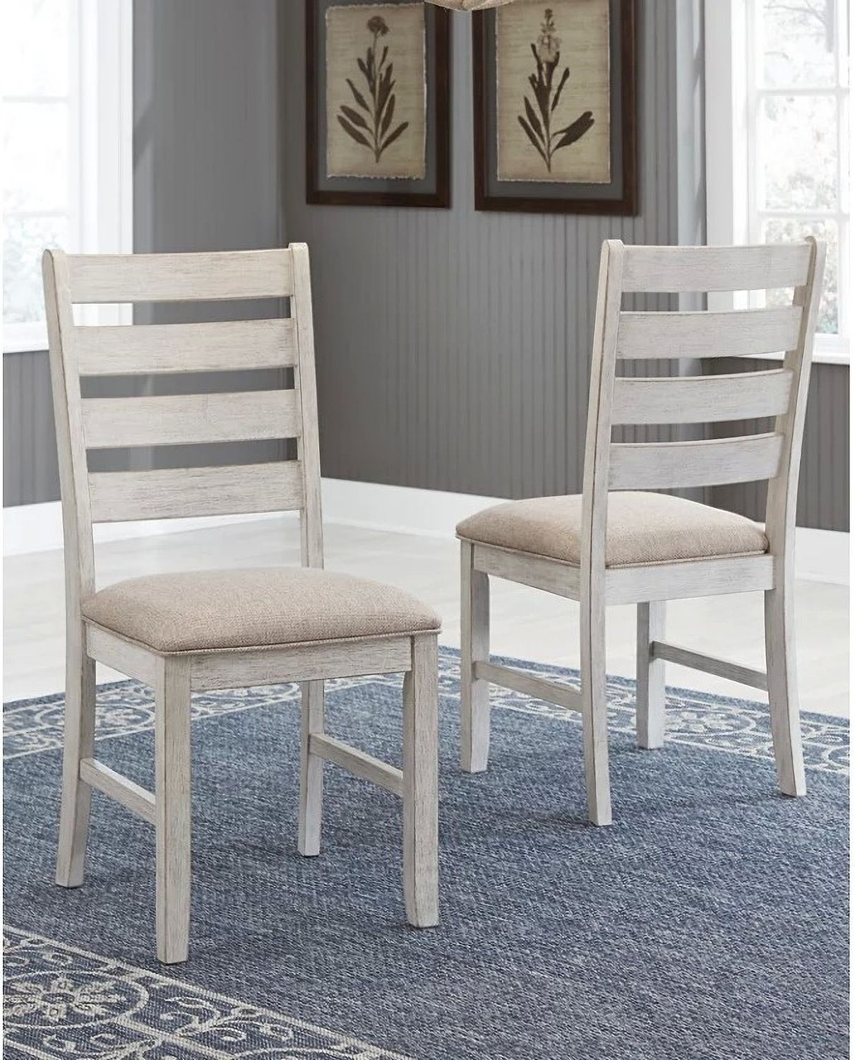 Skempton White/Light Brown Dining Upholstered Side Chair Set of 2 D39401