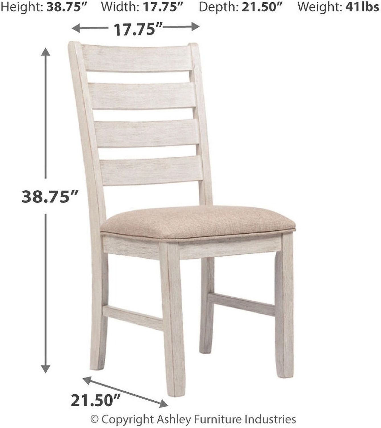 Skempton White/Light Brown Dining Upholstered Side Chair Set of 2 D39401