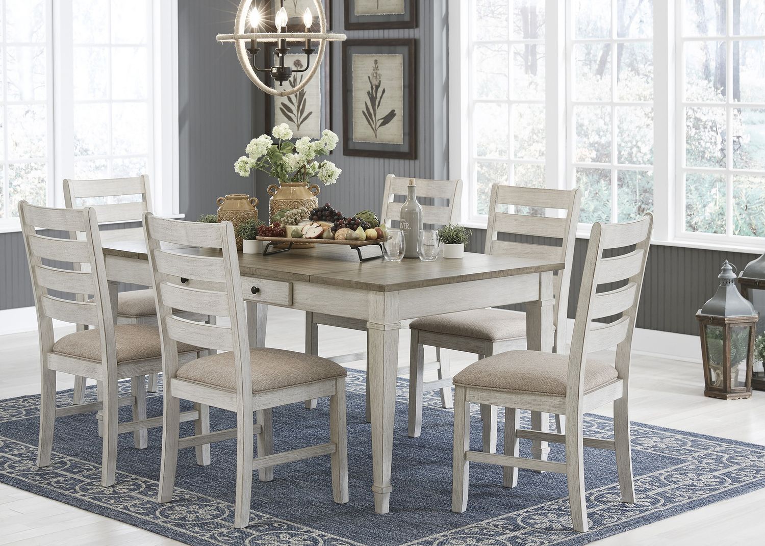 Skempton White/Light Brown Dining Upholstered Side Chair Set of 2 D39401