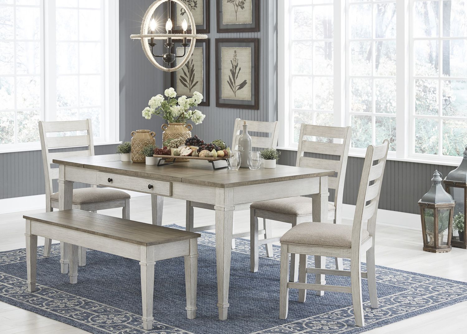 Skempton White/Light Brown Dining Upholstered Side Chair Set of 2 D39401