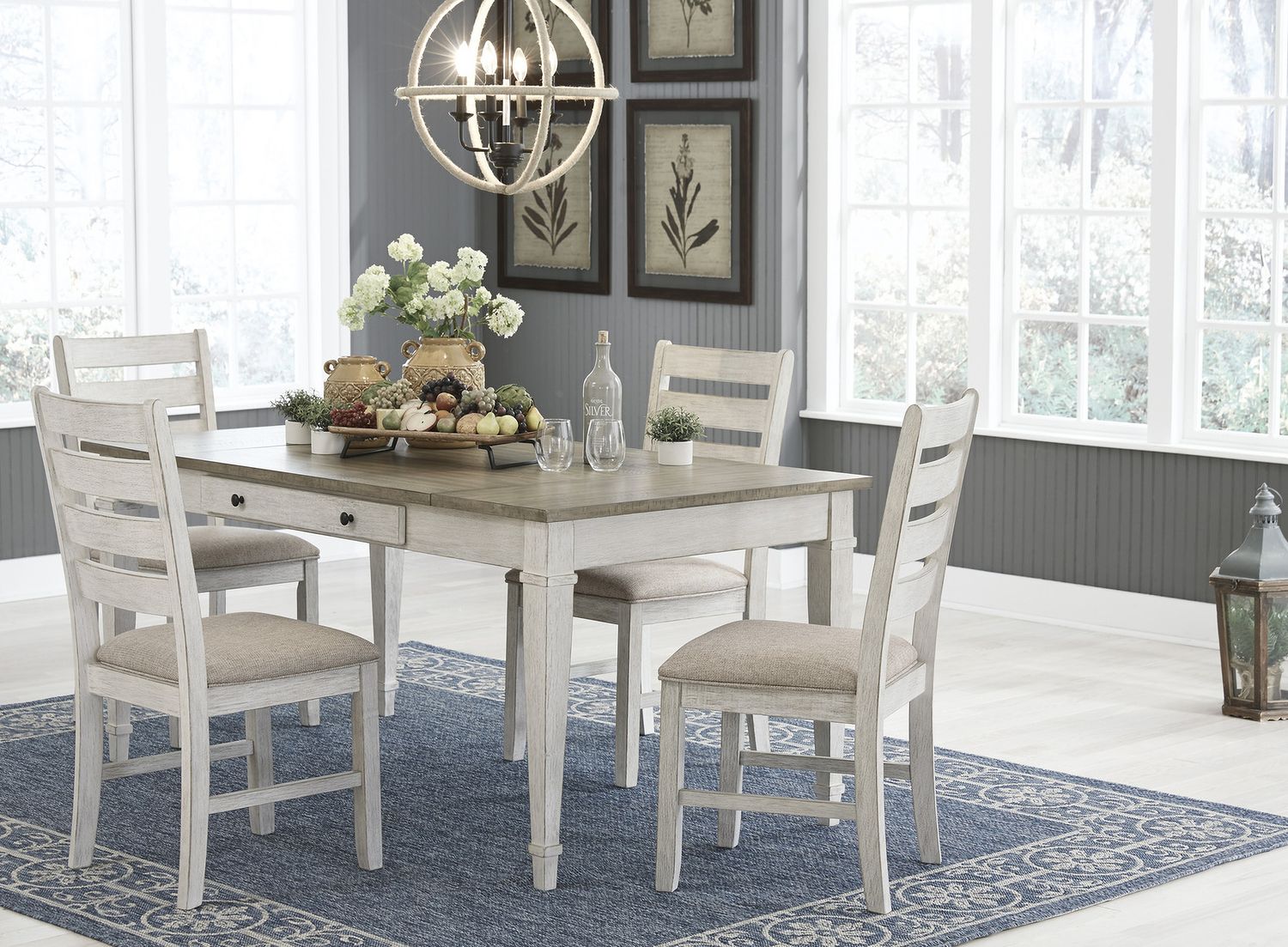 Skempton White/Light Brown Dining Upholstered Side Chair Set of 2 D39401