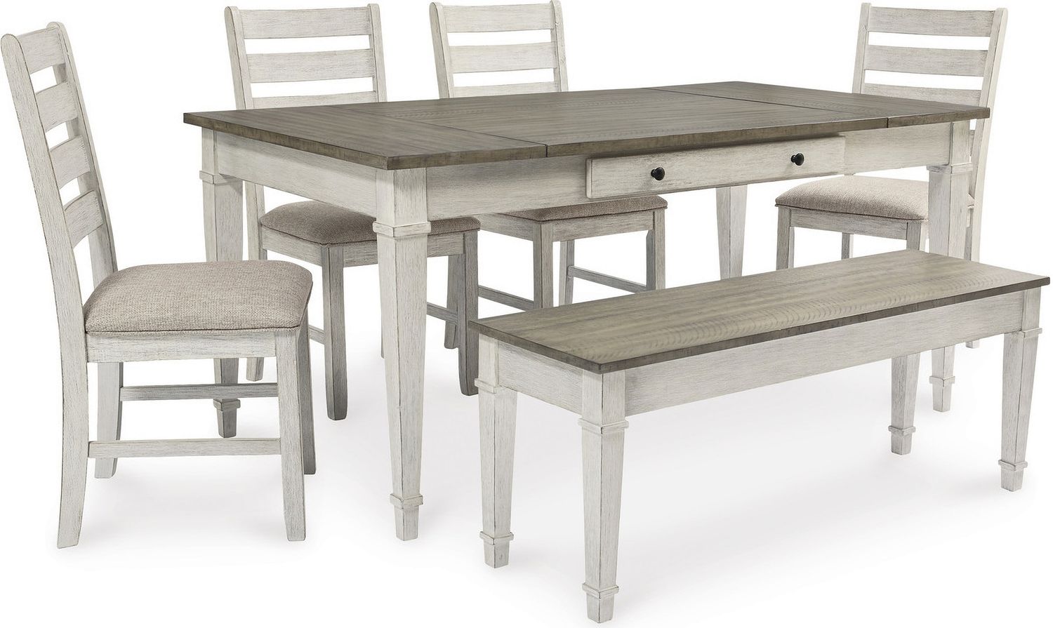 Skempton White/Light Brown Dining Upholstered Side Chair Set of 2 D39401