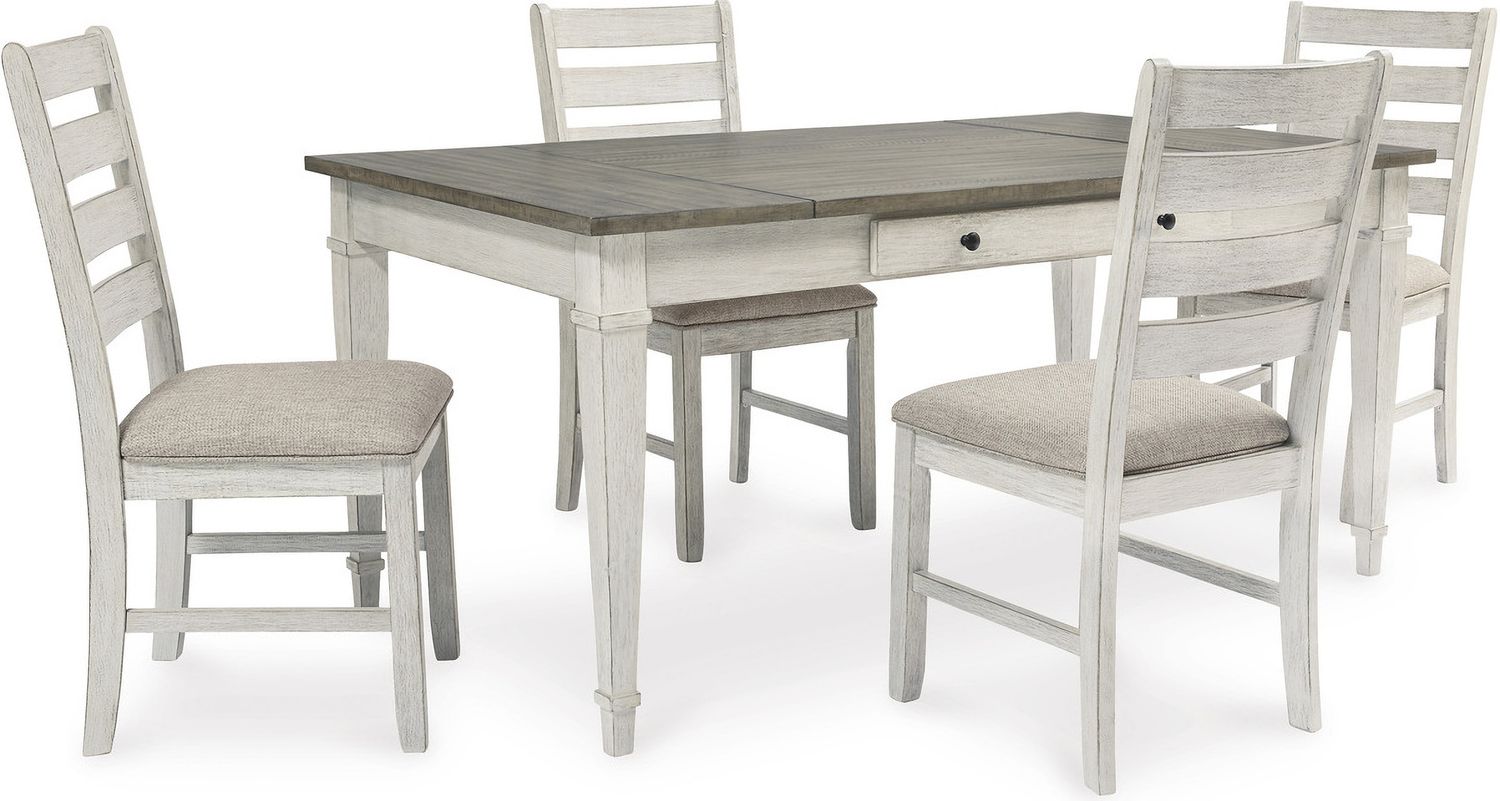 Skempton White/Light Brown Dining Upholstered Side Chair Set of 2 D39401