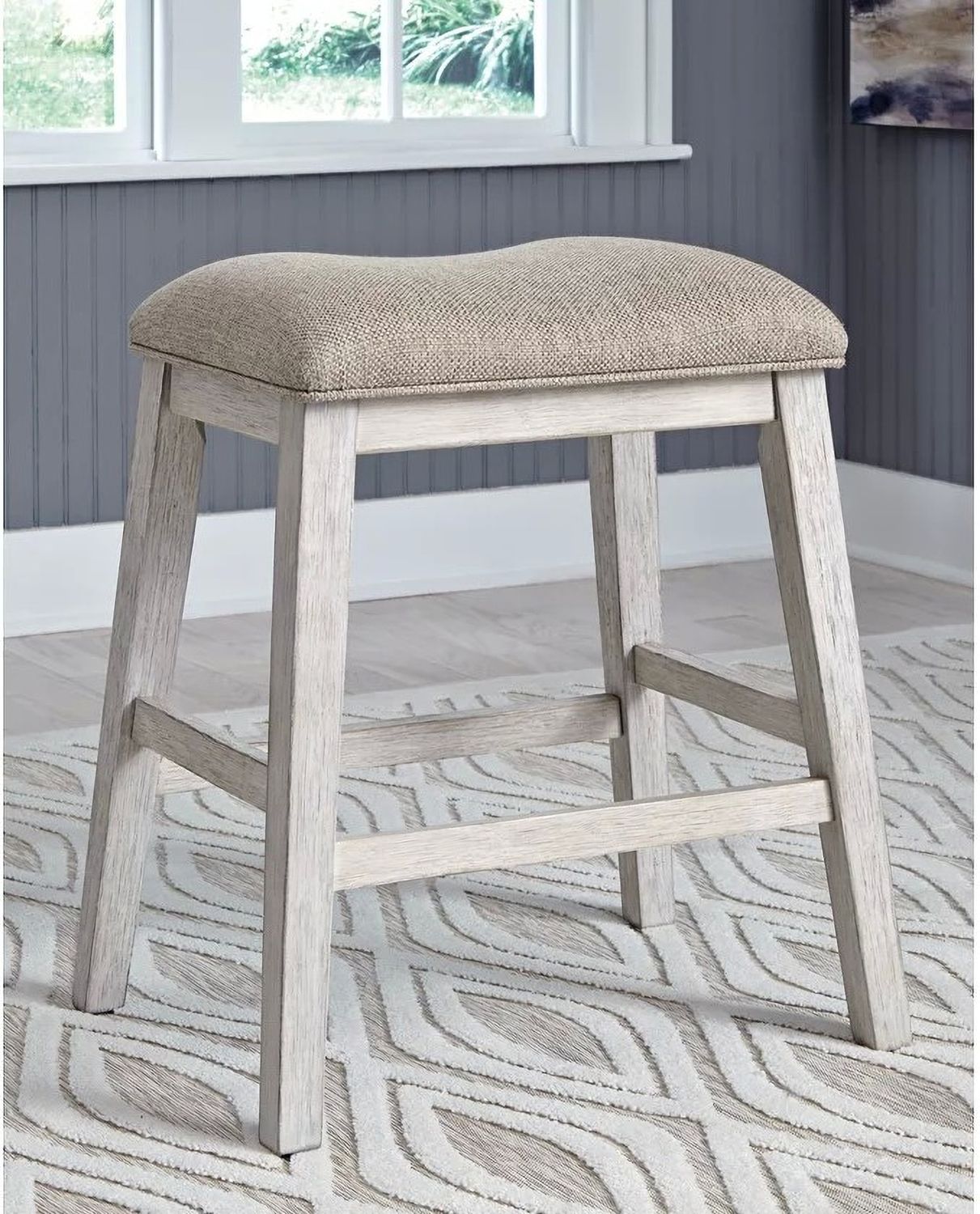 Skempton White And Light Brown Counter Height Bar Stool Set of 2 D394024