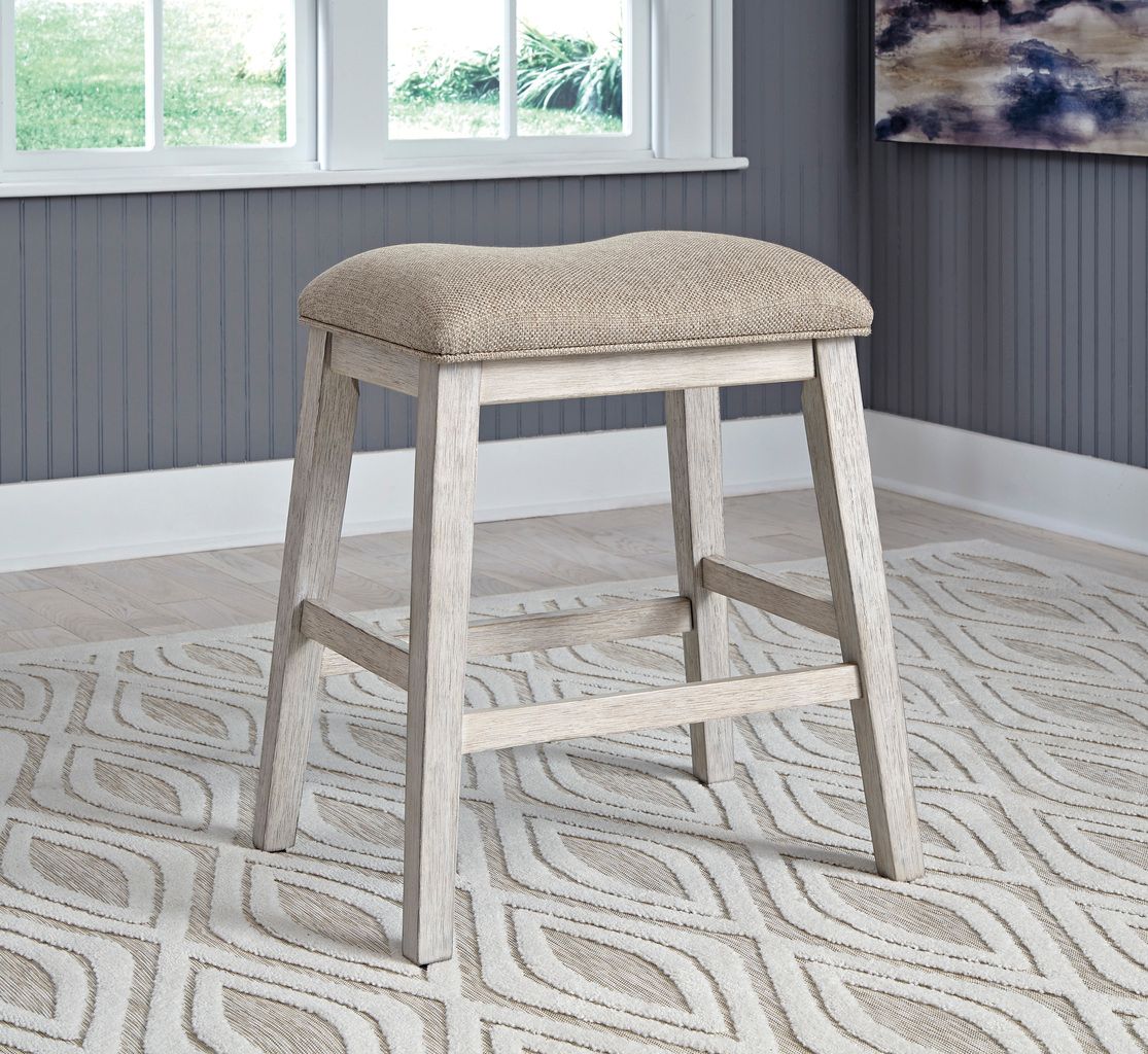 Skempton White And Light Brown Counter Height Bar Stool Set of 2 D394024