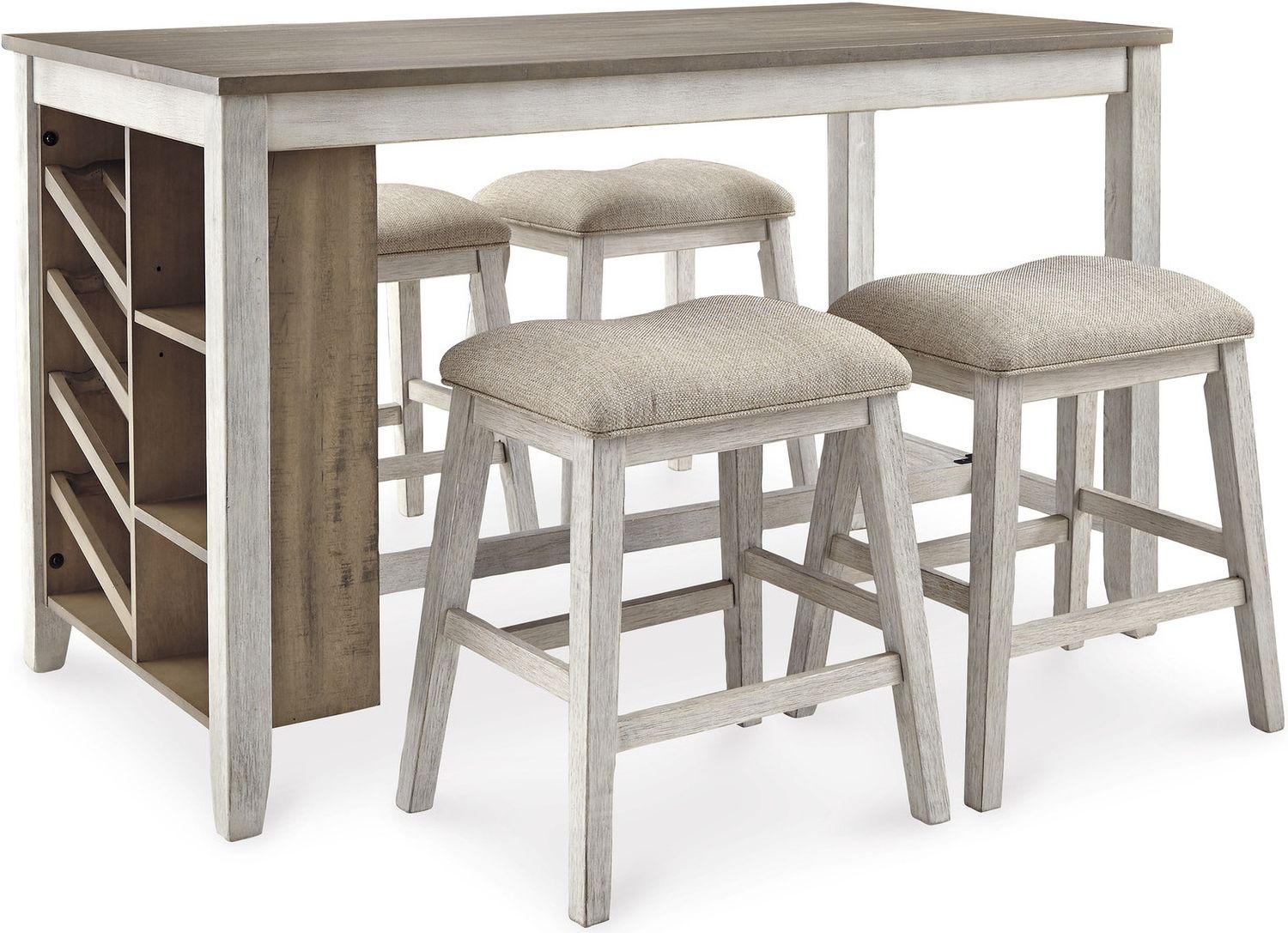 Skempton White And Light Brown Counter Height Bar Stool Set of 2 D394024