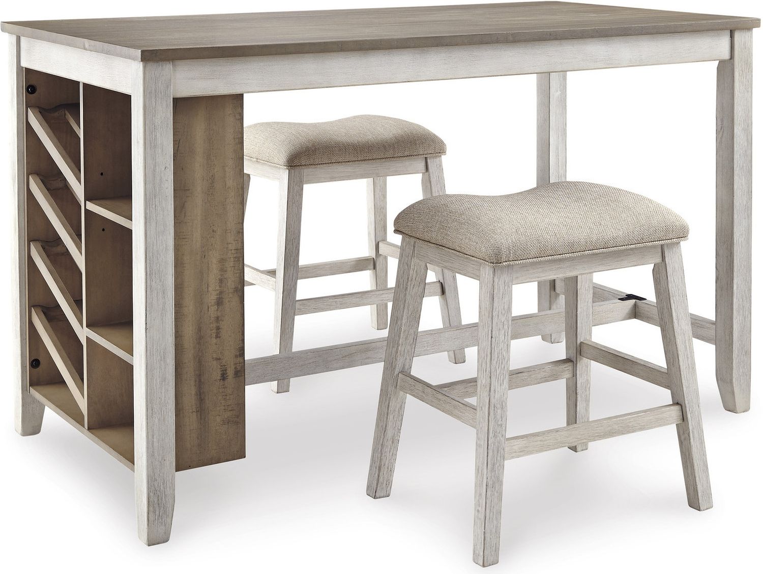Skempton White And Light Brown Counter Height Bar Stool Set of 2 D394024