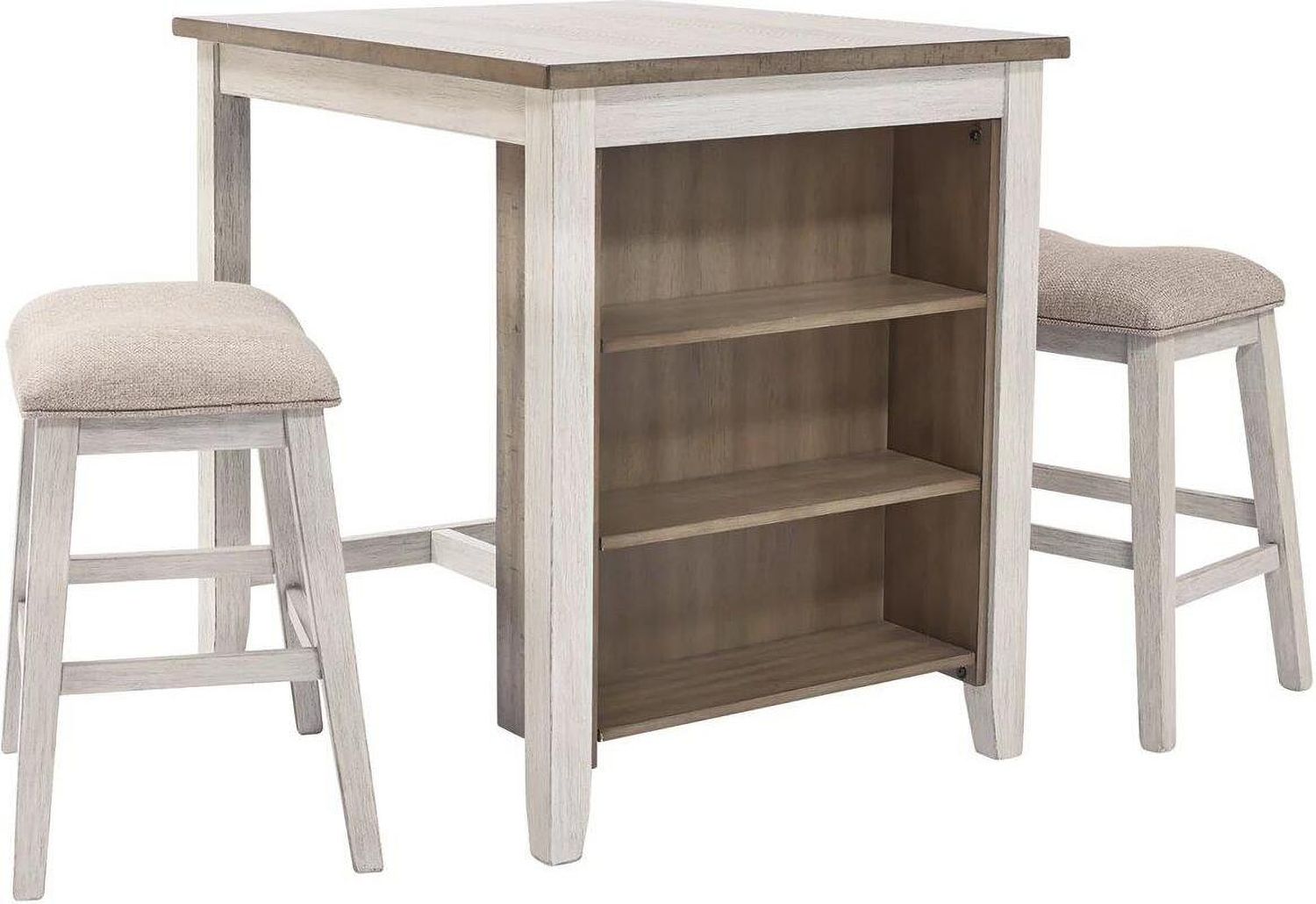 Skempton White/Light Brown Rectangular Dining Room Counter Table Set (3/CN) D394113