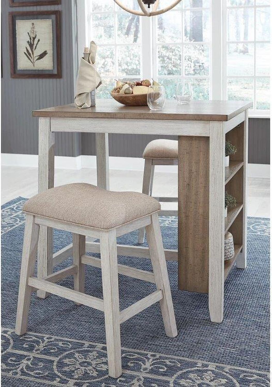 Skempton White/Light Brown Rectangular Dining Room Counter Table Set (3/CN) D394113
