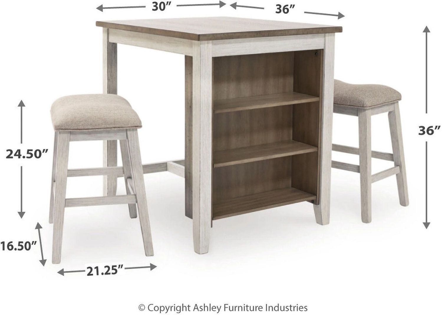 Skempton White/Light Brown Rectangular Dining Room Counter Table Set (3/CN) D394113