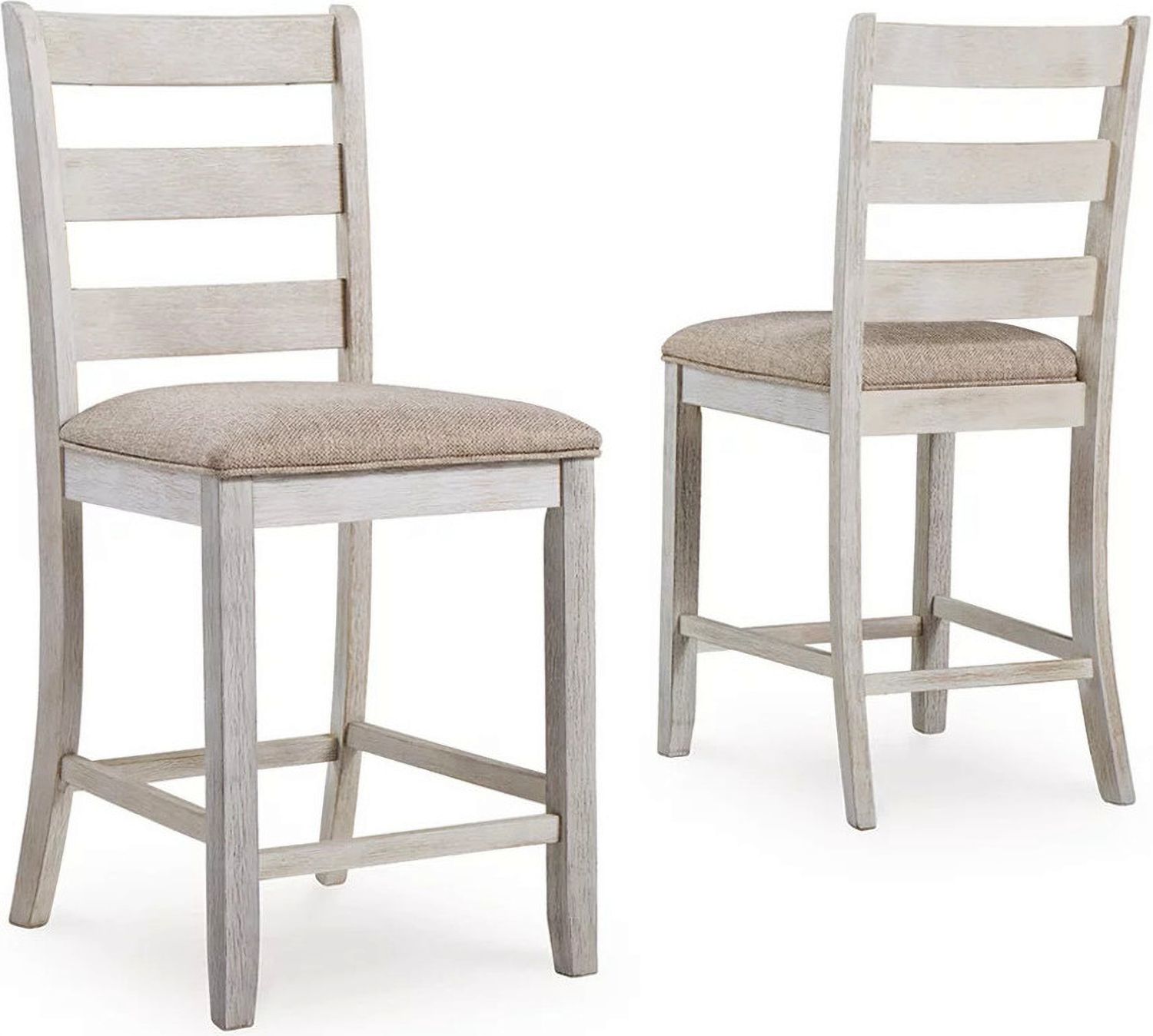 Skempton White And Light Brown Upholstered Barstool Set Of 2 D394124
