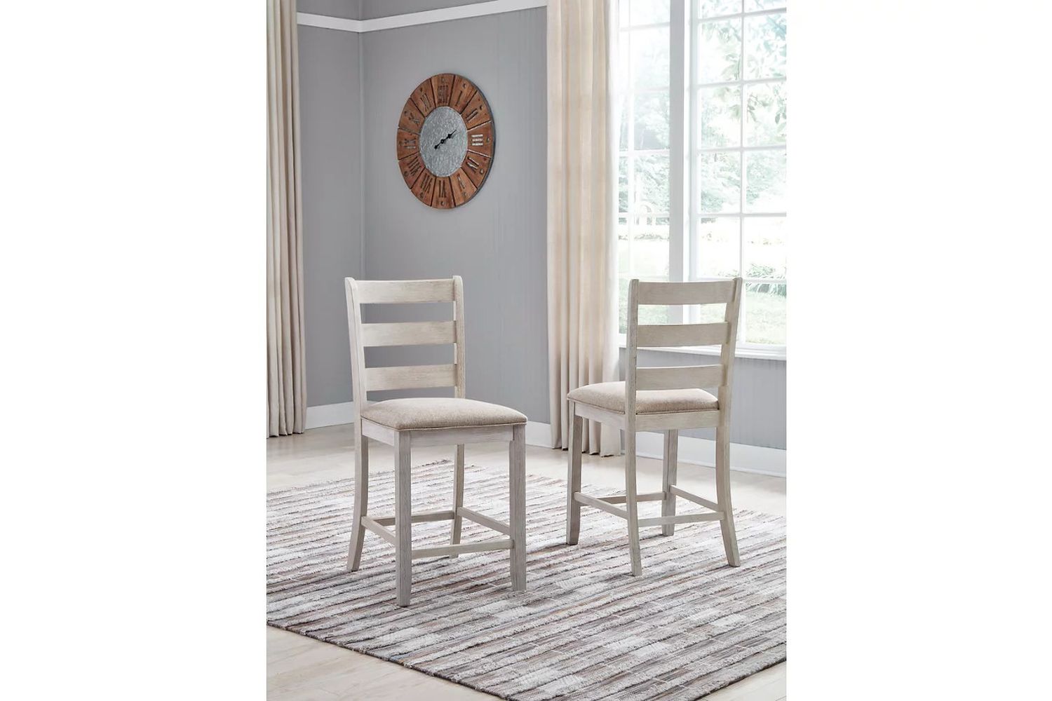 Skempton White And Light Brown Upholstered Barstool Set Of 2 D394124