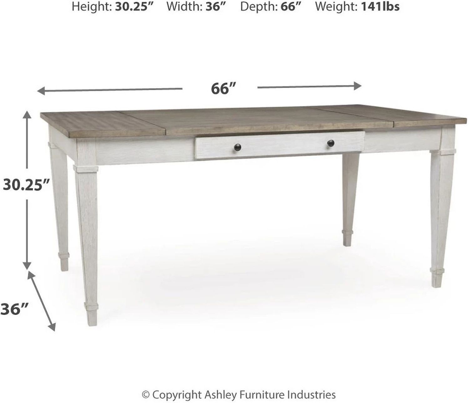 Skempton White/Light Brown Rectangular Dining Room Table w/Storage D39425