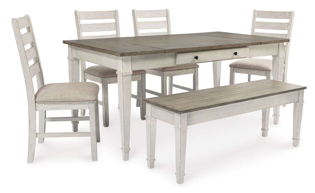 Skempton White/Light Brown Rectangular Dining Room Table w/Storage D39425