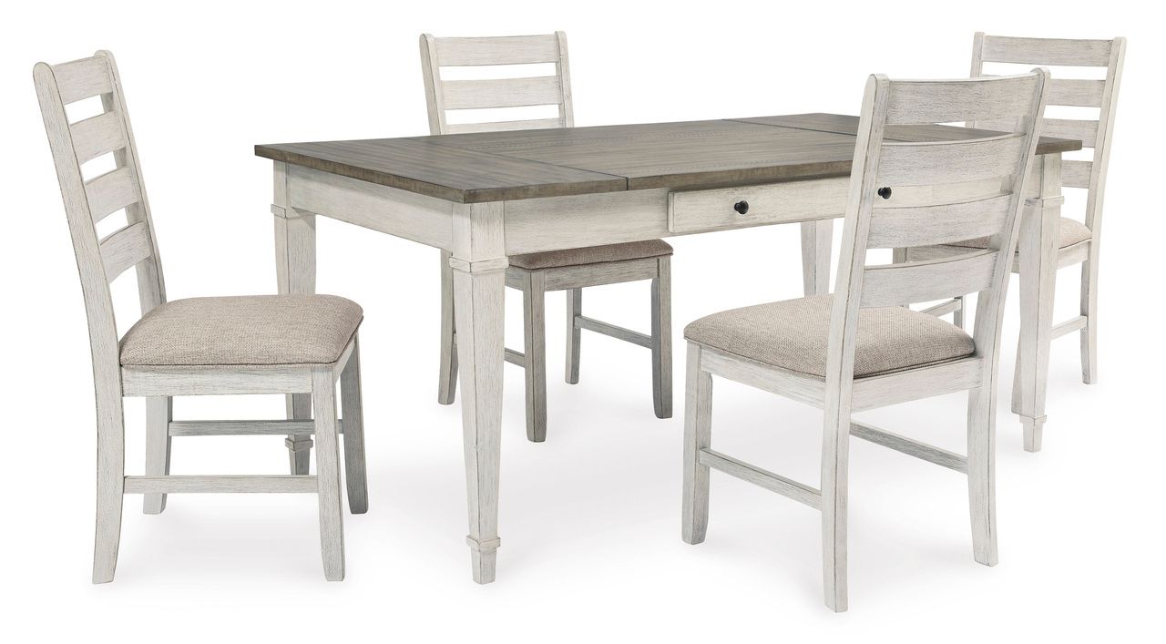Skempton White/Light Brown Rectangular Dining Room Table w/Storage D39425