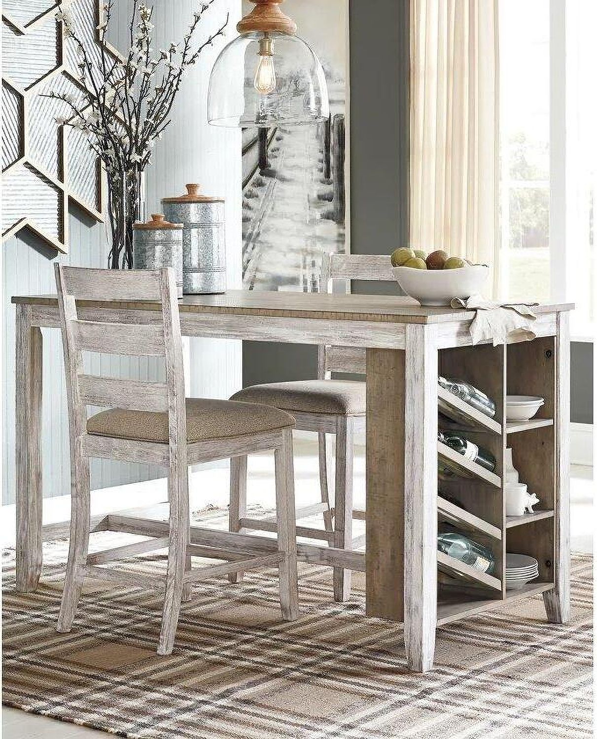 Skempton White And Light Brown Counter Height Table D39432