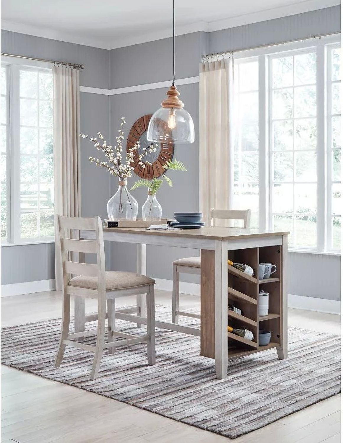 Skempton White And Light Brown Counter Height Table D39432