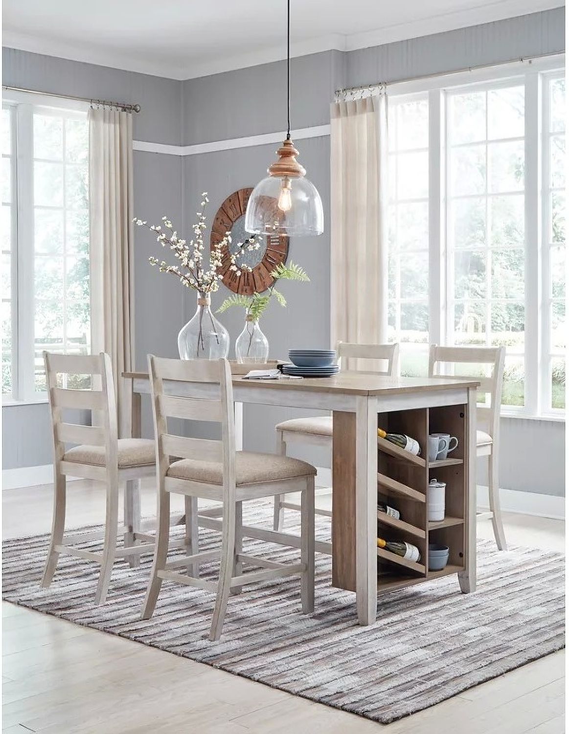 Skempton White And Light Brown Counter Height Table D39432