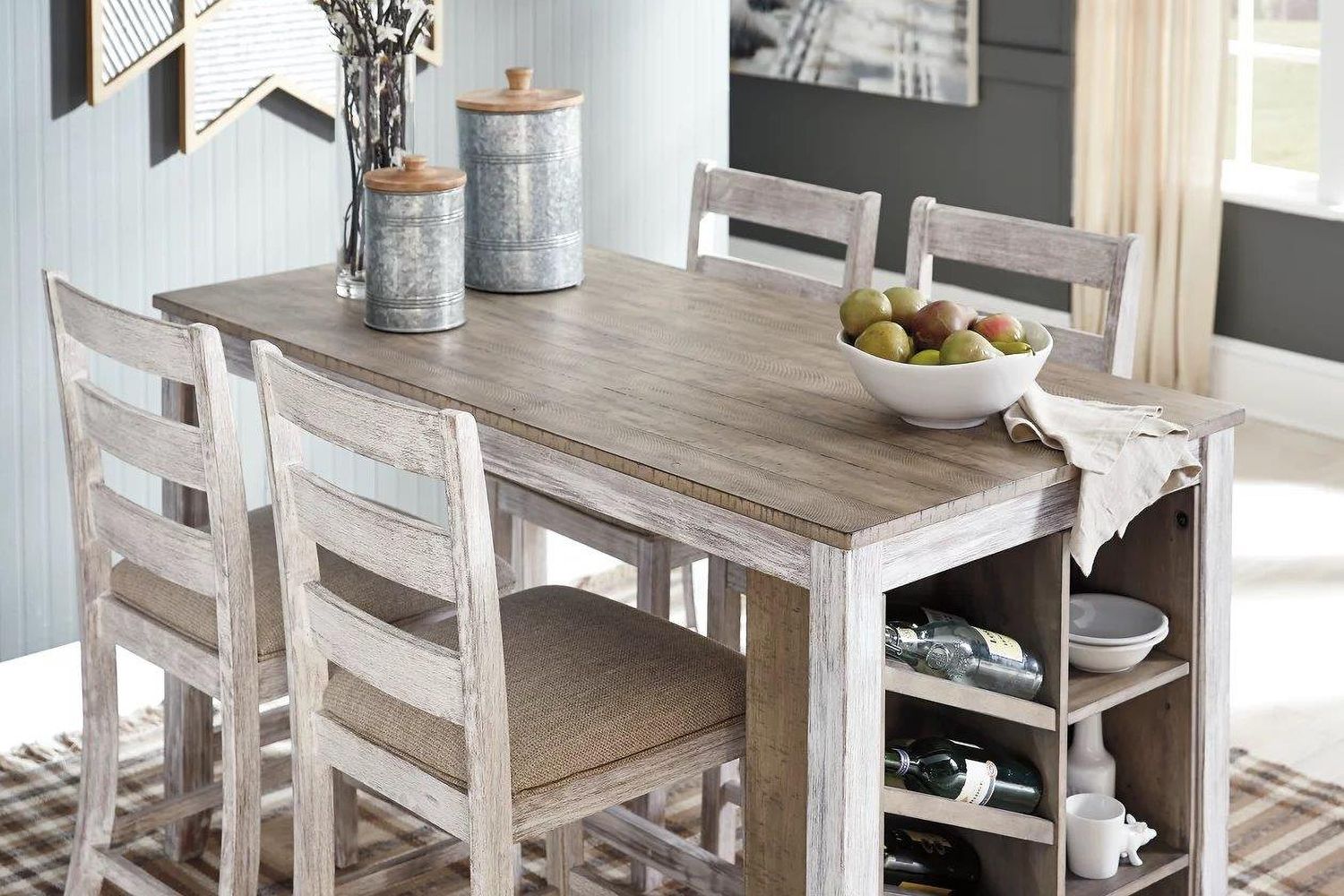 Skempton White And Light Brown Counter Height Table D39432