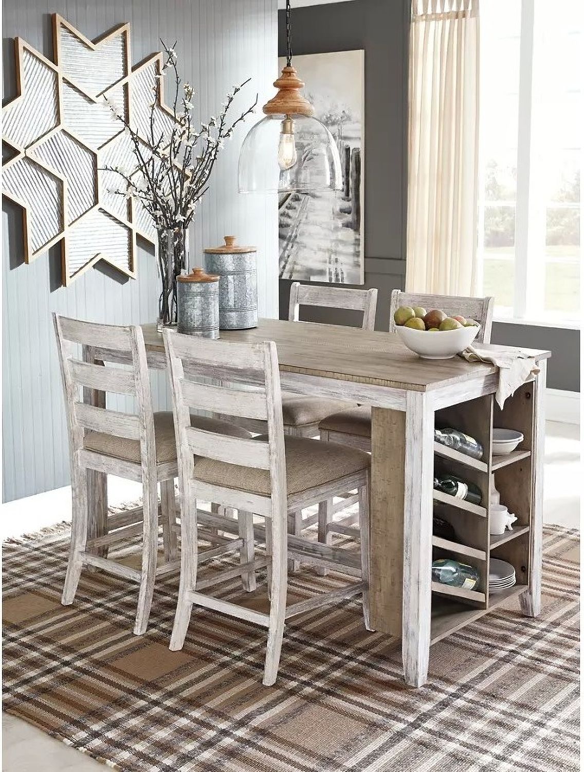 Skempton White And Light Brown Counter Height Table D39432
