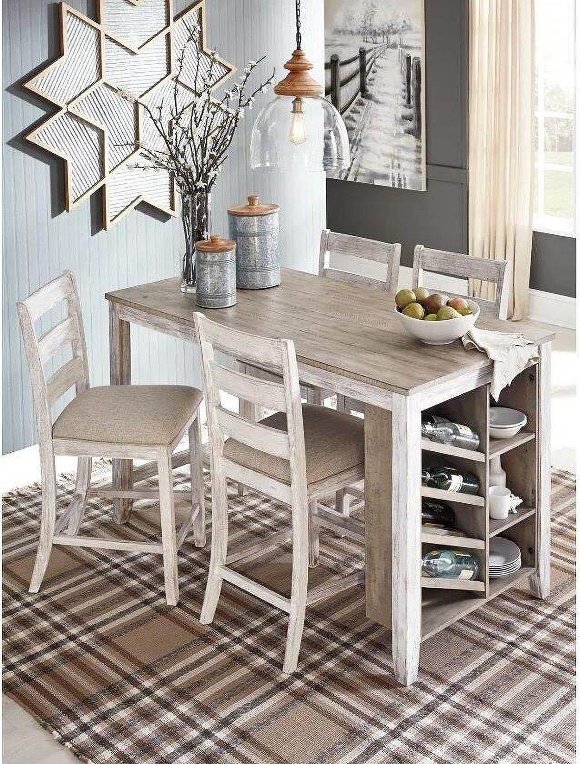 Skempton White And Light Brown Counter Height Table D39432