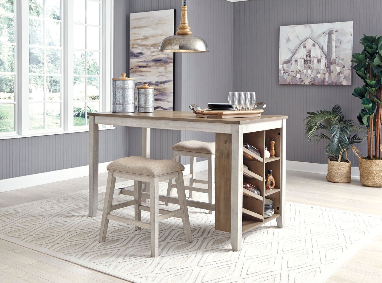 Skempton White And Light Brown Counter Height Table D39432