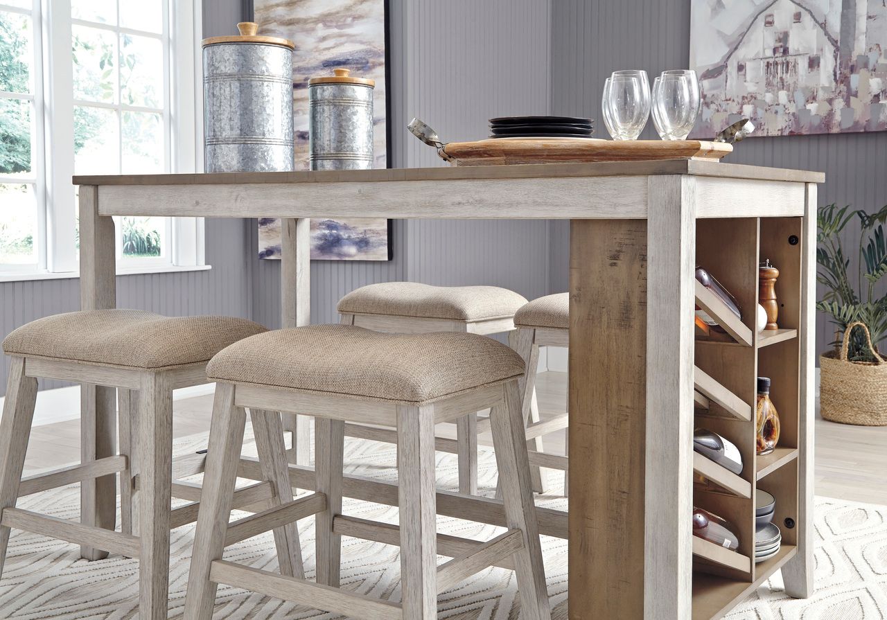 Skempton White And Light Brown Counter Height Table D39432