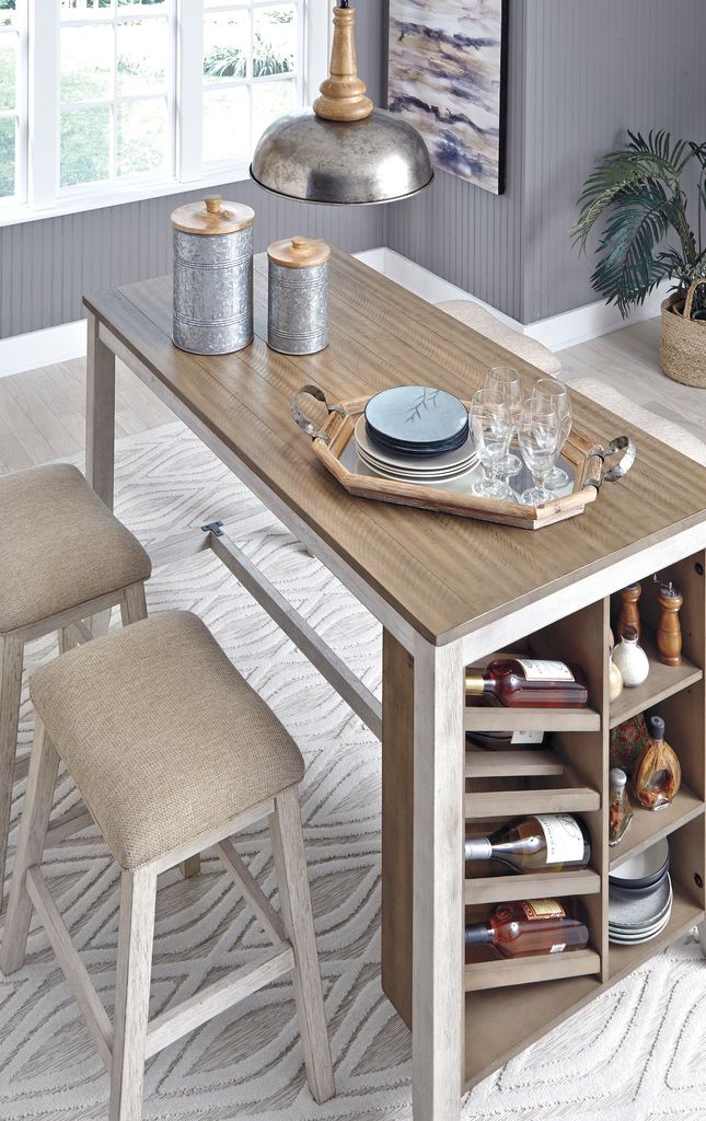 Skempton White And Light Brown Counter Height Table D39432