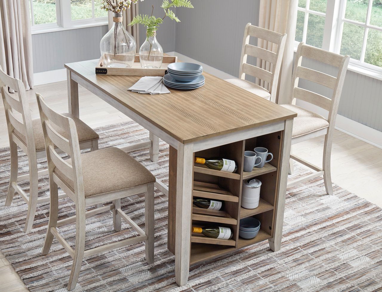 Skempton White And Light Brown Counter Height Table D39432