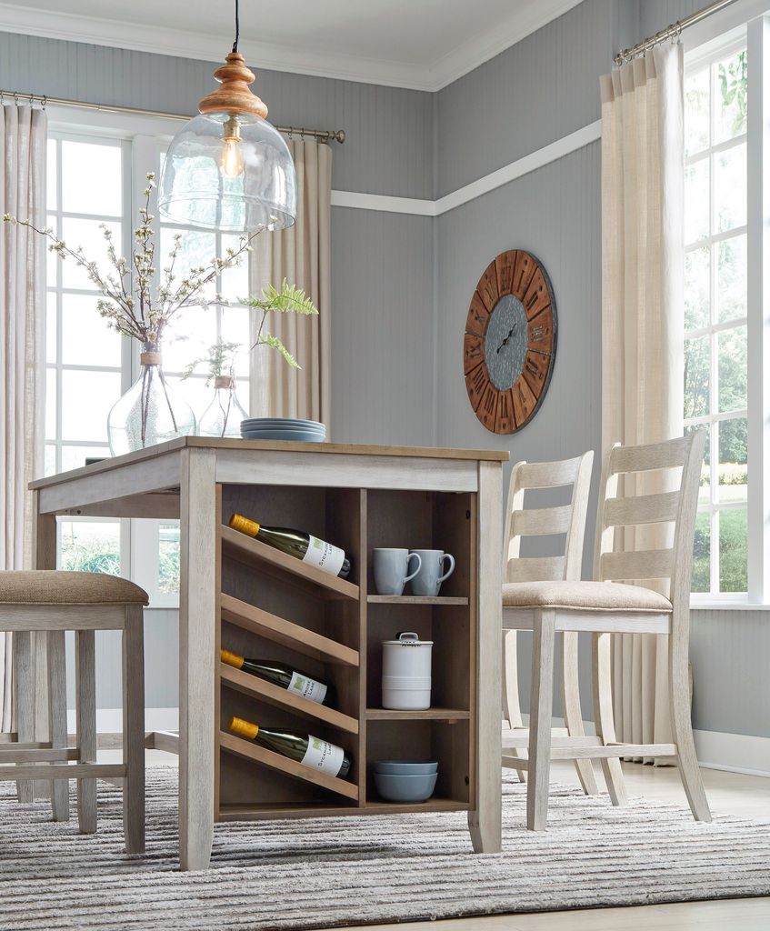 Skempton White And Light Brown Counter Height Table D39432