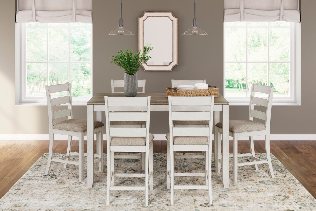 Skempton White and Brown Rectangular Dining Room Counter Set D394423