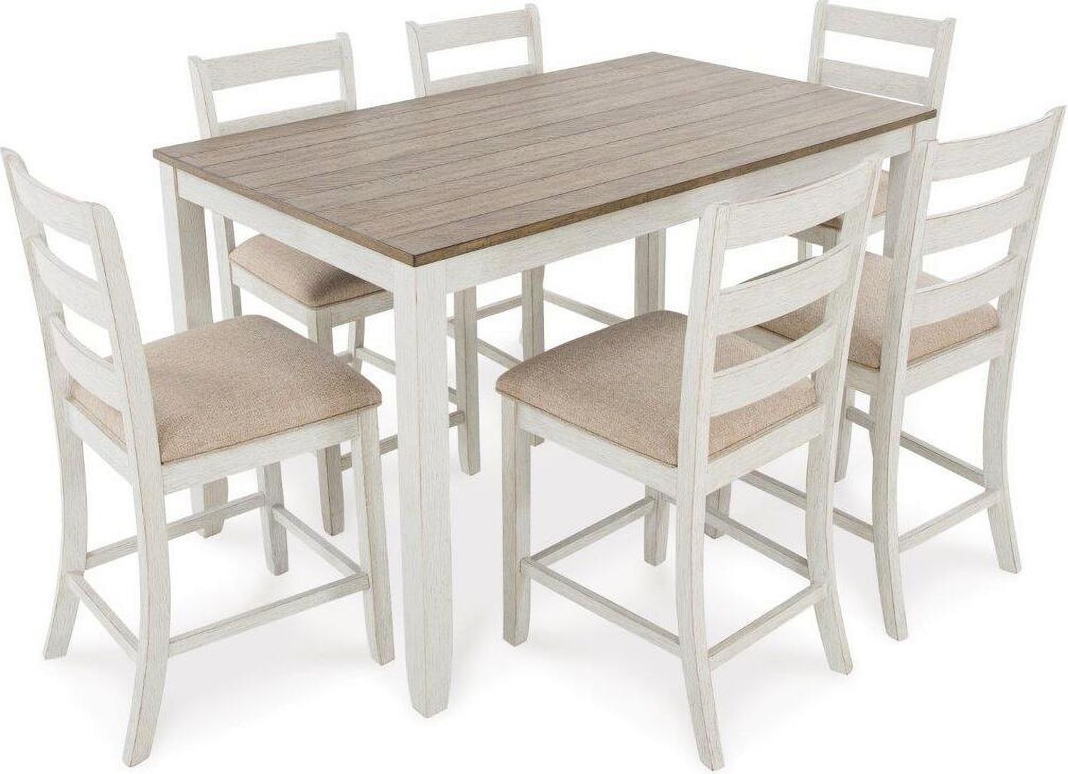 Skempton White and Brown Rectangular Dining Room Counter Set D394423