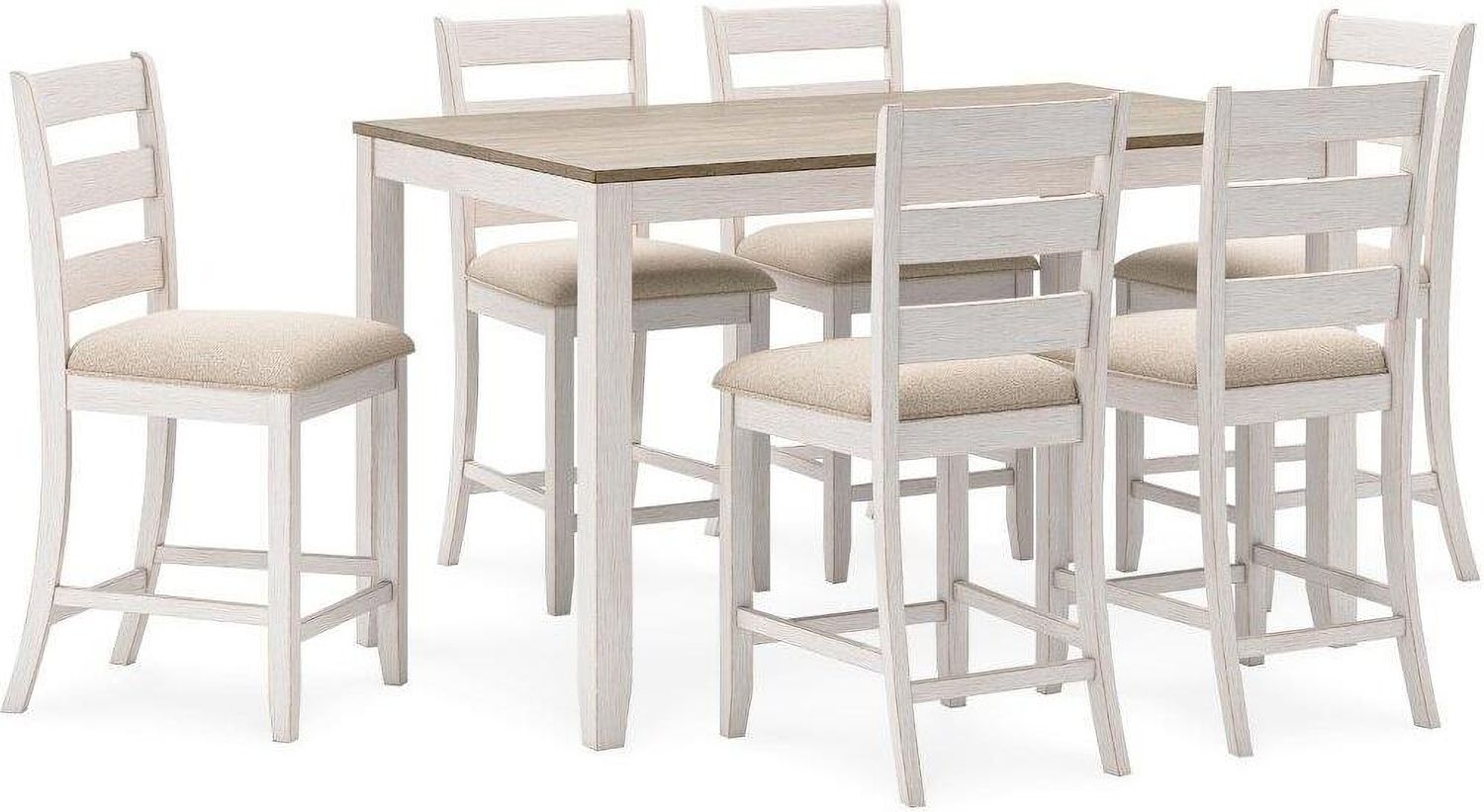 Skempton White and Brown Rectangular Dining Room Counter Set D394423