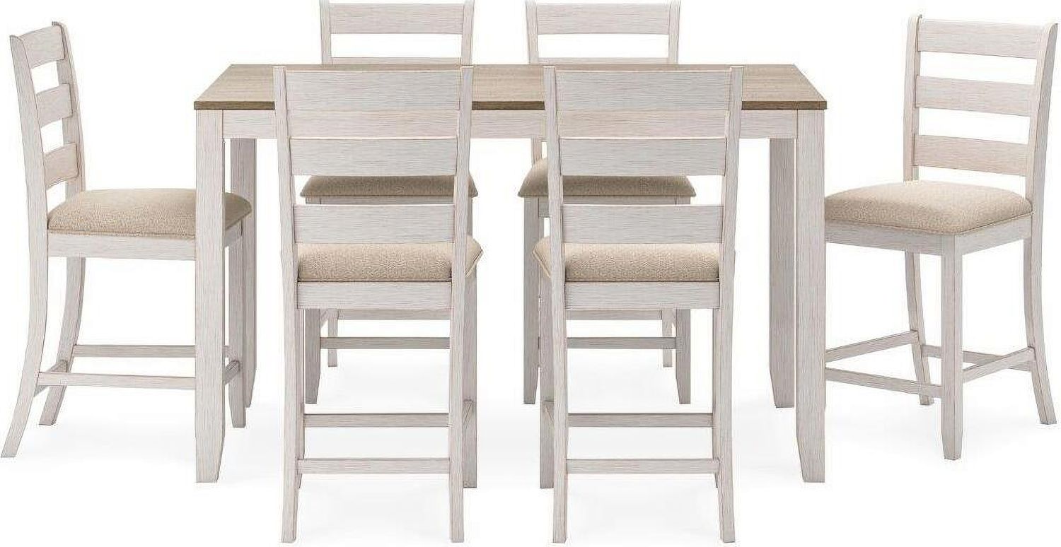 Skempton White and Brown Rectangular Dining Room Counter Set D394423