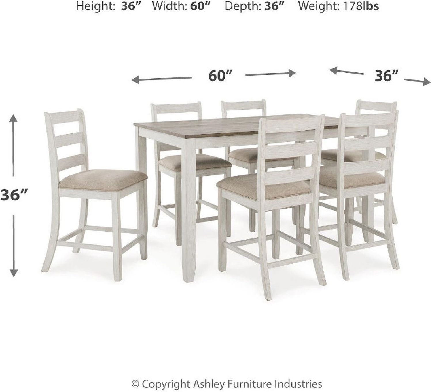 Skempton White and Brown Rectangular Dining Room Counter Set D394423