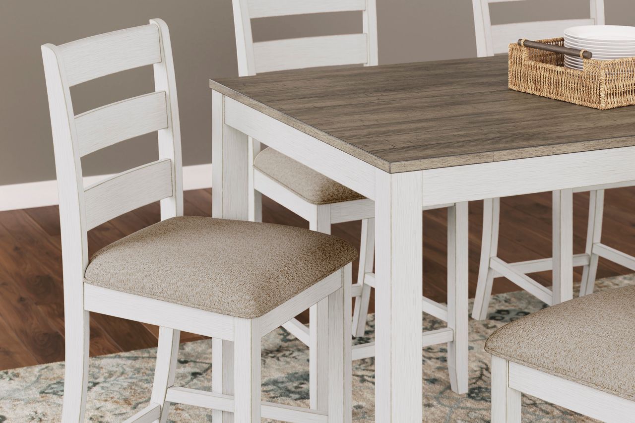 Skempton White and Brown Rectangular Dining Room Counter Set D394423