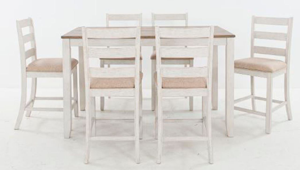 Skempton White and Brown Rectangular Dining Room Counter Set D394423