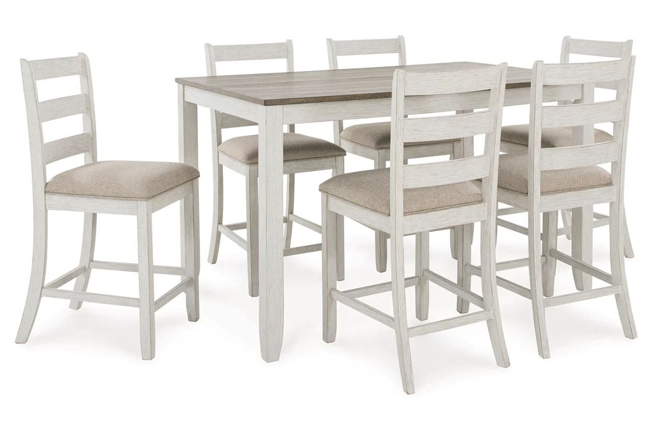 Skempton White and Brown Rectangular Dining Room Counter Set D394423