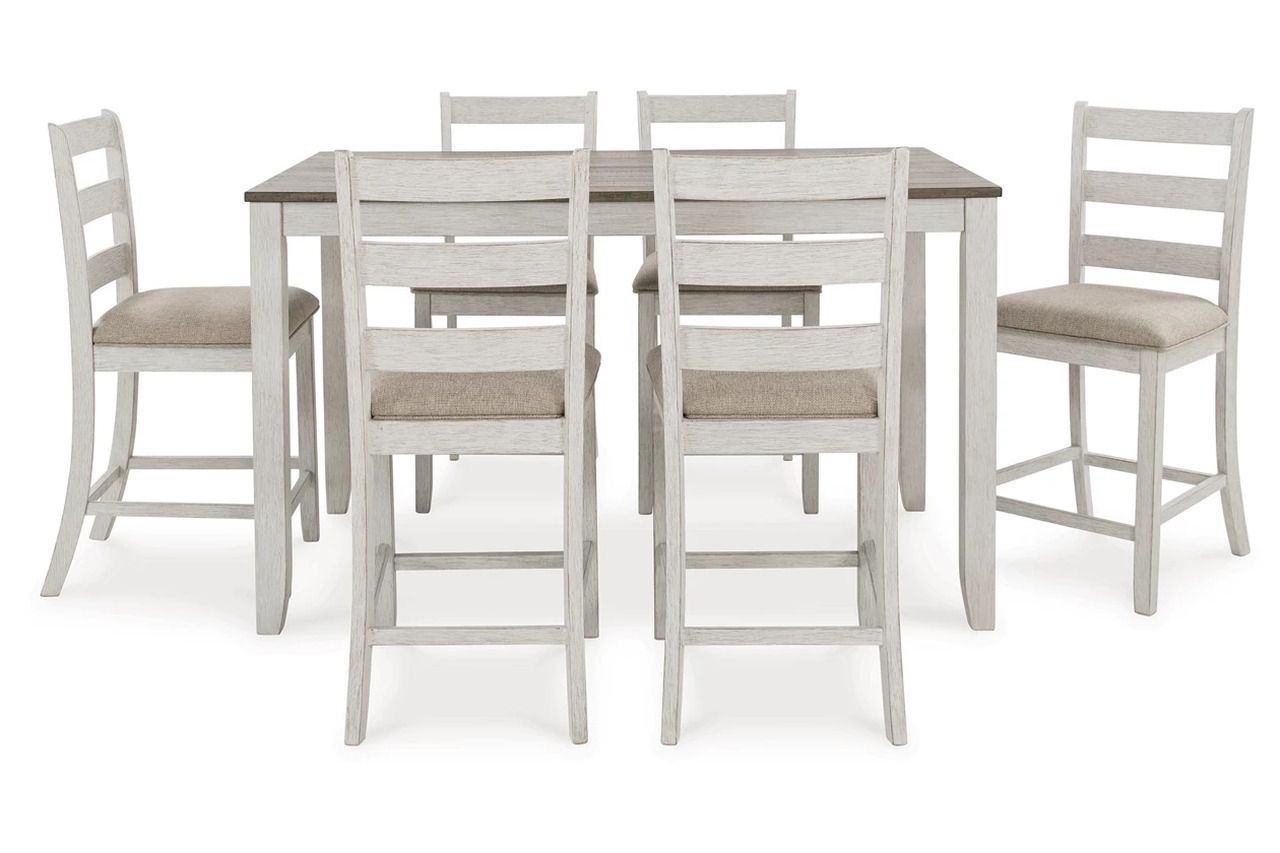 Skempton White and Brown Rectangular Dining Room Counter Set D394423
