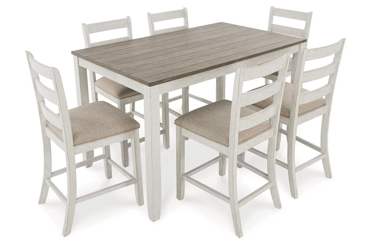 Skempton White and Brown Rectangular Dining Room Counter Set D394423