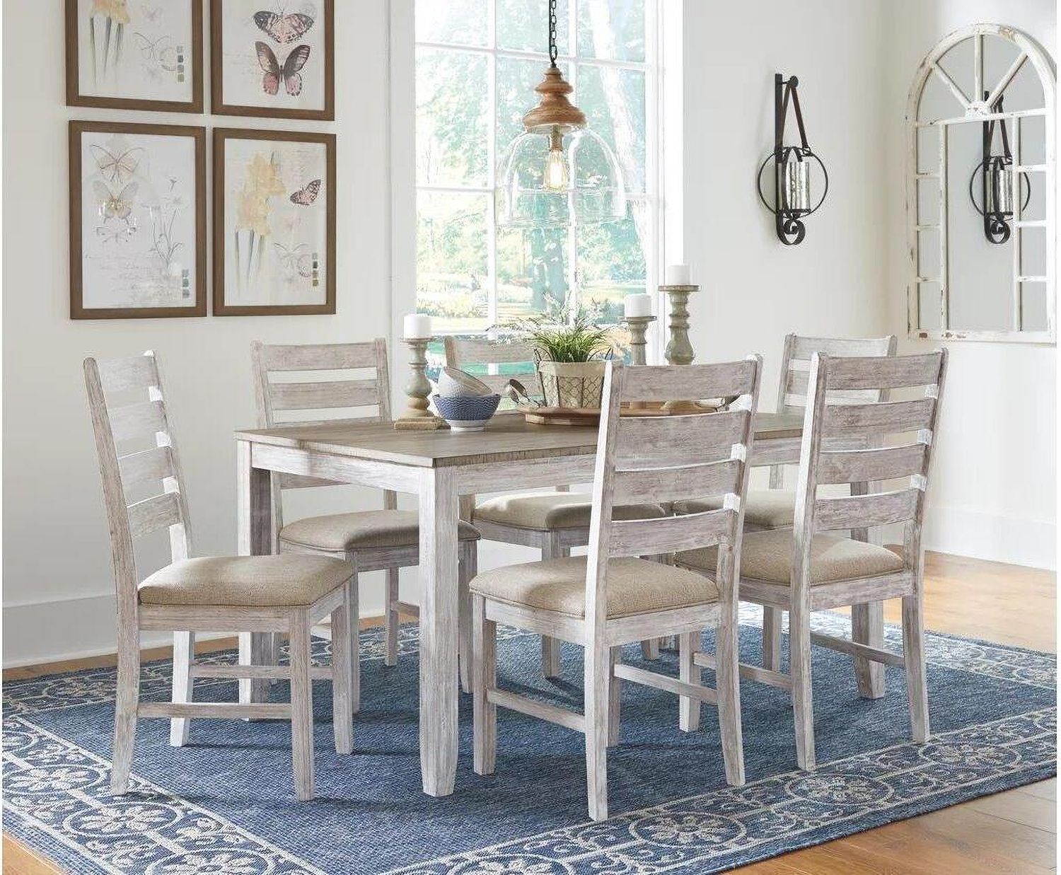 Skempton White and Light Brown Dining Room Set D394425