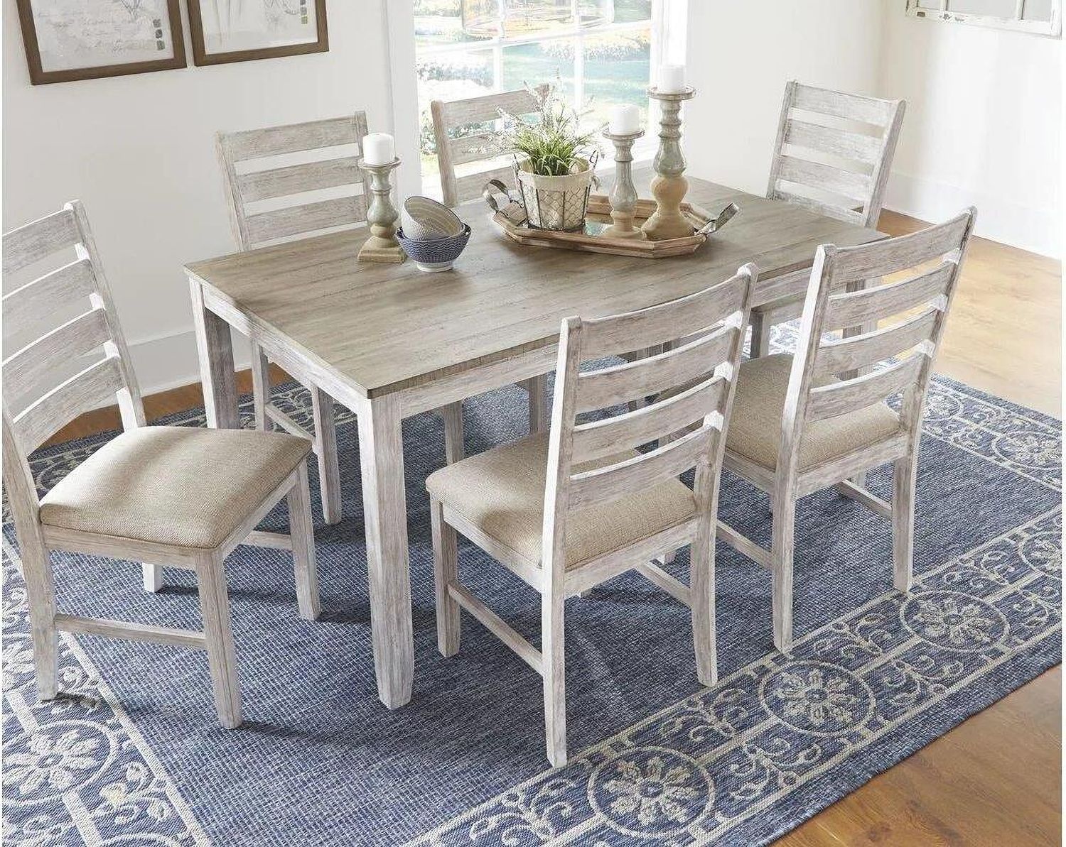 Skempton White and Light Brown Dining Room Set D394425